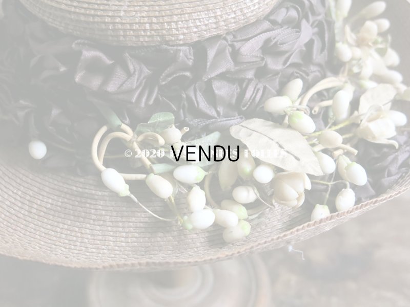 画像5: アンティーク 小さな女の子用 ワックスフラワー&リボン付 ストローハット 