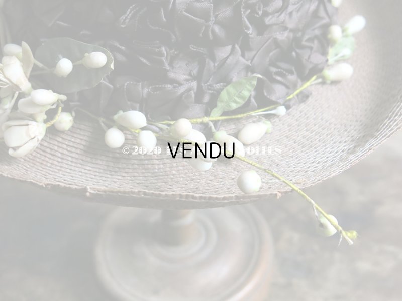 画像7: アンティーク 小さな女の子用 ワックスフラワー&リボン付 ストローハット 