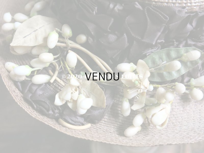 画像6: アンティーク 小さな女の子用 ワックスフラワー&リボン付 ストローハット 