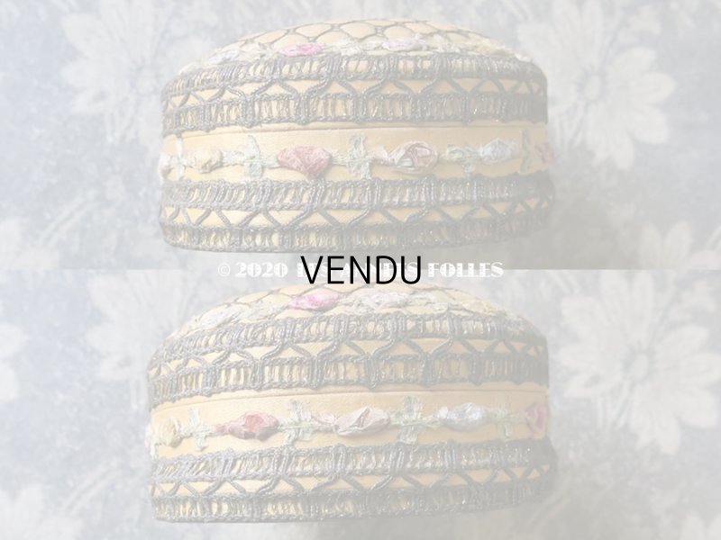 画像4: *蚤の市*アンティーク シルク製ロココトリム付 パウダーボックス