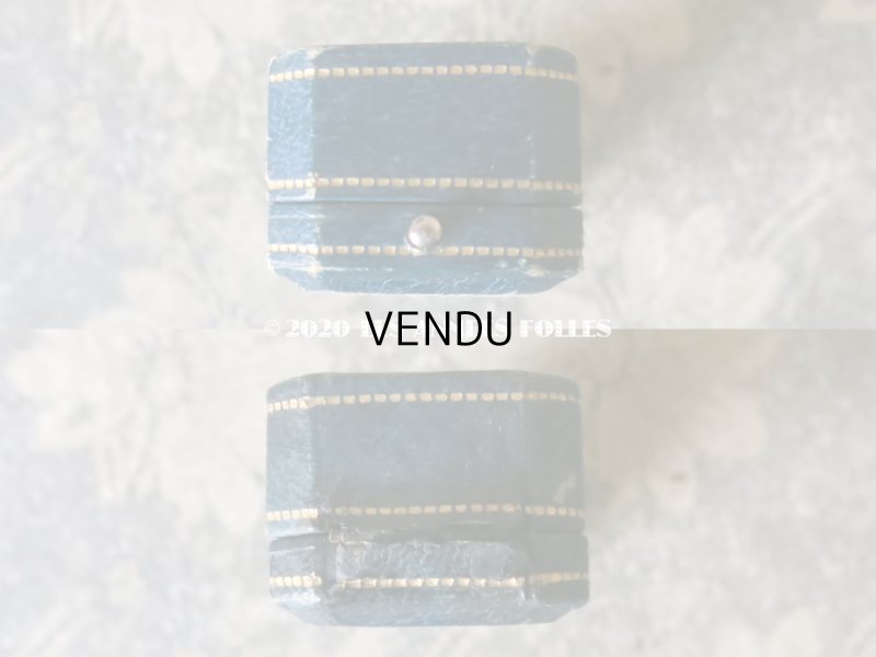 画像4: アンティーク 本革製 ジュエリーボックス 金彩入り ブルーグリーン エパングル