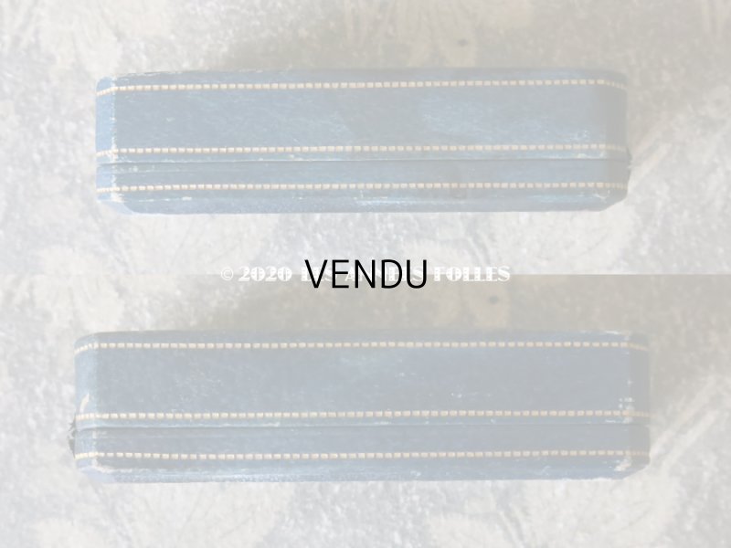 画像3: アンティーク 本革製 ジュエリーボックス 金彩入り ブルーグリーン エパングル