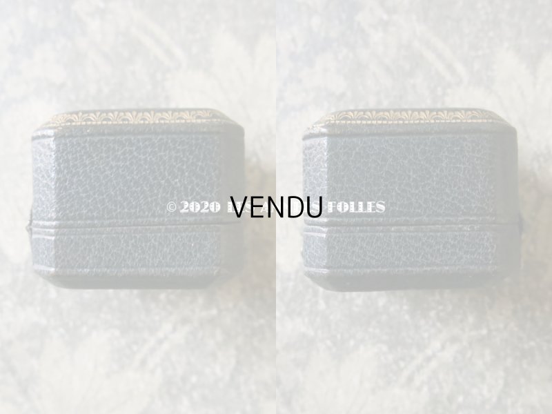 画像4: アンティーク 本革製 ジュエリーボックス 金彩入り ブルーグリーン リングボックス