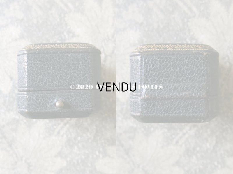画像3: アンティーク 本革製 ジュエリーボックス 金彩入り ブルーグリーン リングボックス