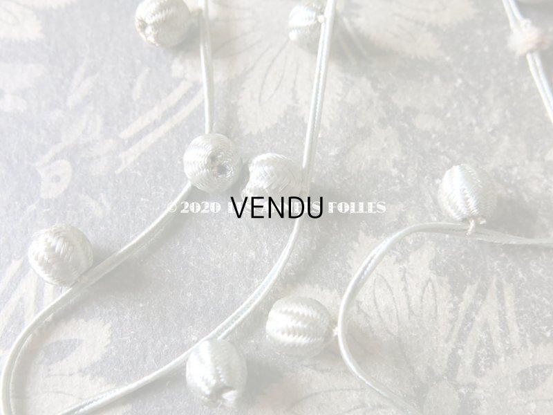 画像3: 1900年代 アンティーク シルク製 ポンポン付 トリム パウダーブルー