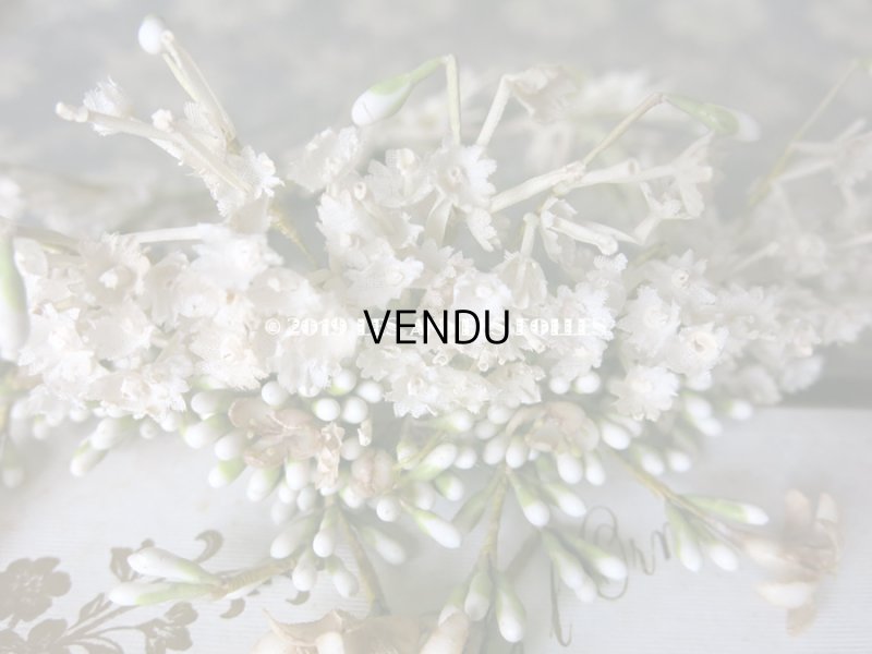 画像10: アンティーク 白い花&ワックスフラワーの花冠 ヘッドリース ウェディング 結婚式 ティアラ