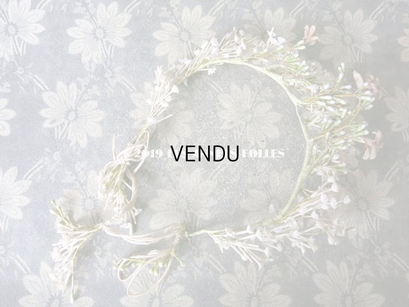画像3: アンティーク 白い花&ワックスフラワーの花冠 ヘッドリース ウェディング 結婚式 ティアラ