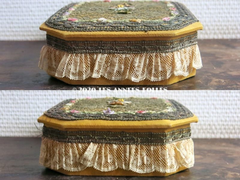 画像5: 未使用 1920年代 アンティーク ロココトリム&レース付き ボックス