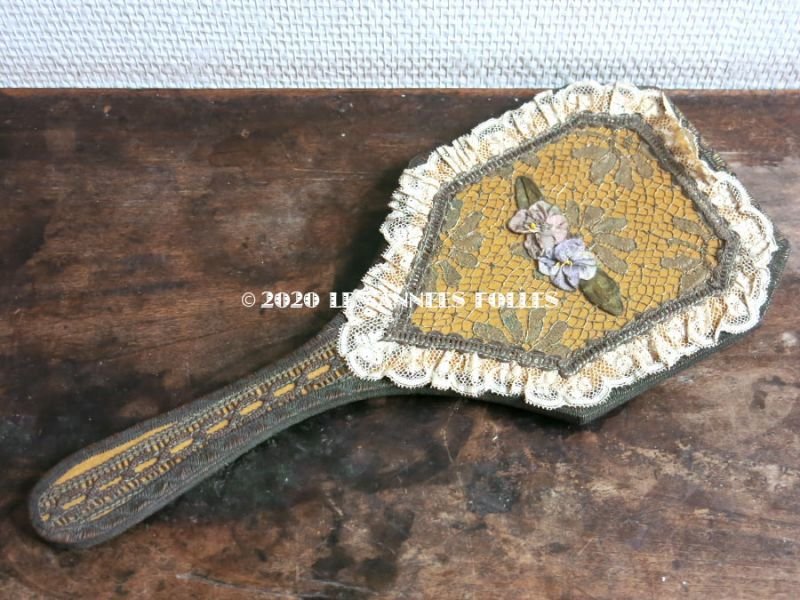 画像3: 未使用 1920年代 アンティーク ロココトリム&レース付き ハンドミラー