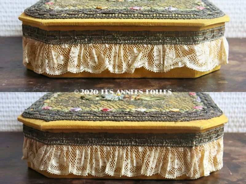 画像4: 未使用 1920年代 アンティーク ロココトリム&レース付き ボックス