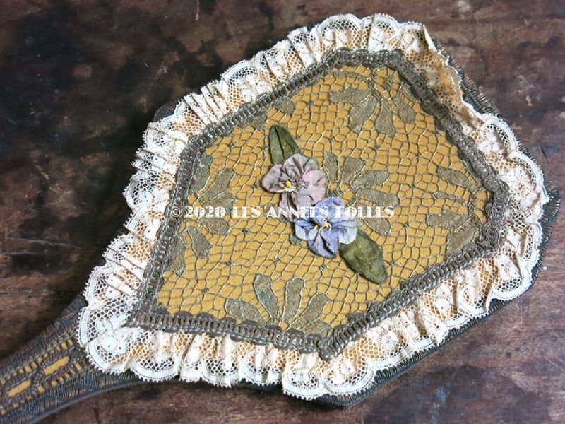 画像4: 未使用 1920年代 アンティーク ロココトリム&レース付き ハンドミラー