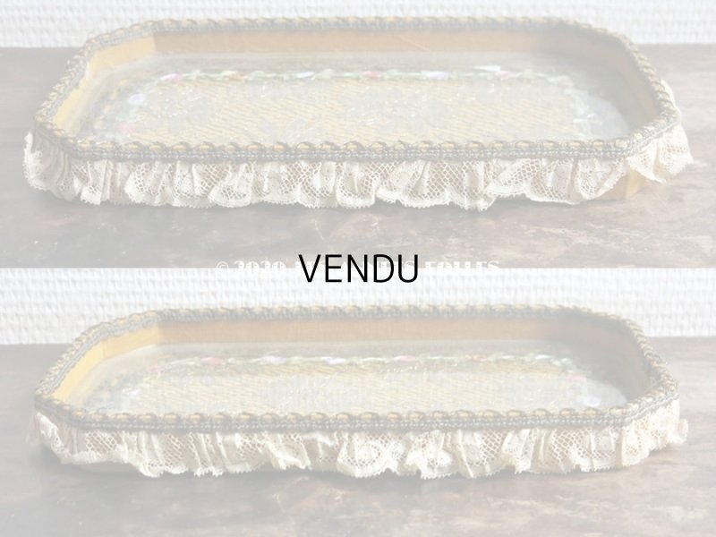 画像5: 未使用 1920年代 アンティーク ロココトリム&レース付き トレイ