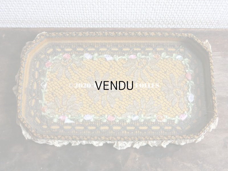 画像3: 未使用 1920年代 アンティーク ロココトリム&レース付き トレイ