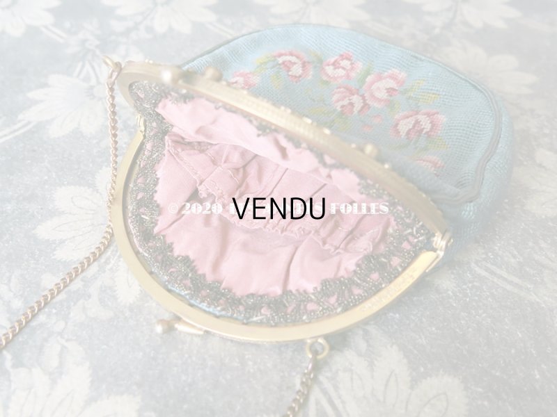 画像10: 19世紀末 アンティーク  小さなオモニエール 薔薇模様 ニードルポイント エナメルの花のフレーム