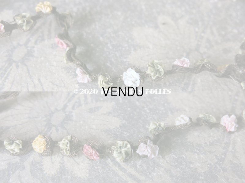 画像5: アンティーク  シルク製 6色の薔薇のロココトリム  ロココリボン 52cm