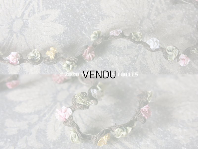 画像6: アンティーク  シルク製 6色の薔薇のロココトリム  ロココリボン 52cm