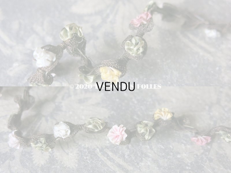 画像4: アンティーク  シルク製 6色の薔薇のロココトリム  ロココリボン 52cm