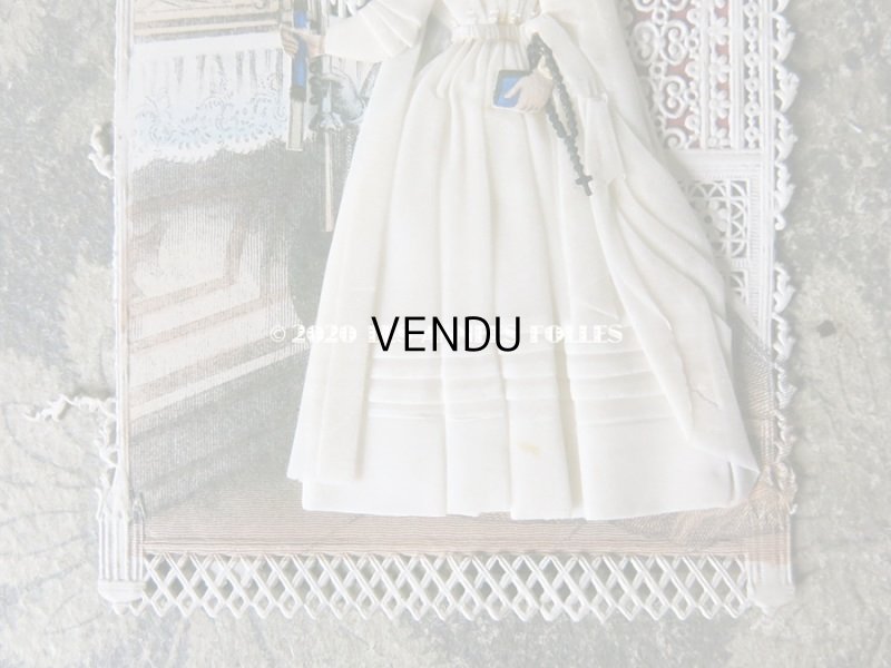 画像7: 1870年 アンティーク  初聖体のカニヴェ コミュ二オン レースの透かし柄