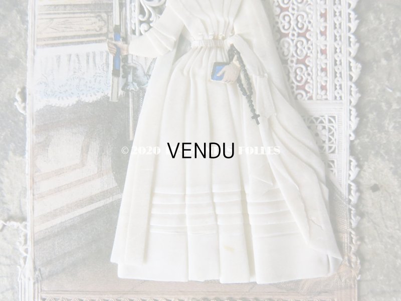 画像5: 1870年 アンティーク  初聖体のカニヴェ コミュ二オン レースの透かし柄