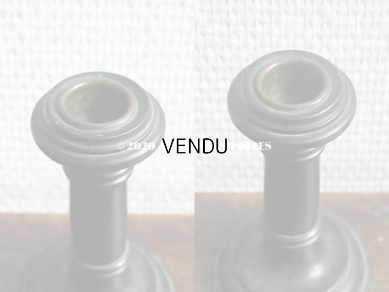 画像9: アンティーク  黒い木製の燭台 キャンドルホルダー