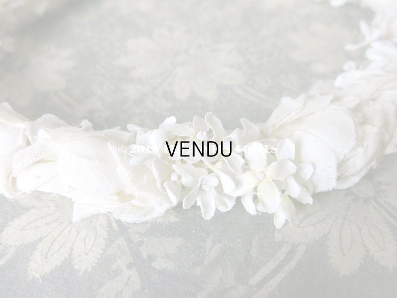 画像10: アンティーク 薔薇&ライラックの花冠 オフホワイト 布花のヘッドリース ティアラ