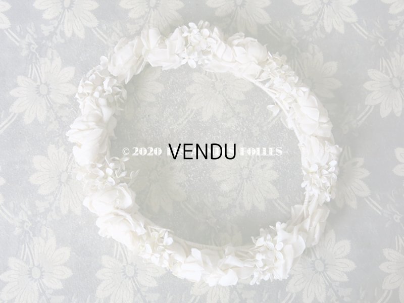 画像3: アンティーク 薔薇&ライラックの花冠 オフホワイト 布花のヘッドリース ティアラ