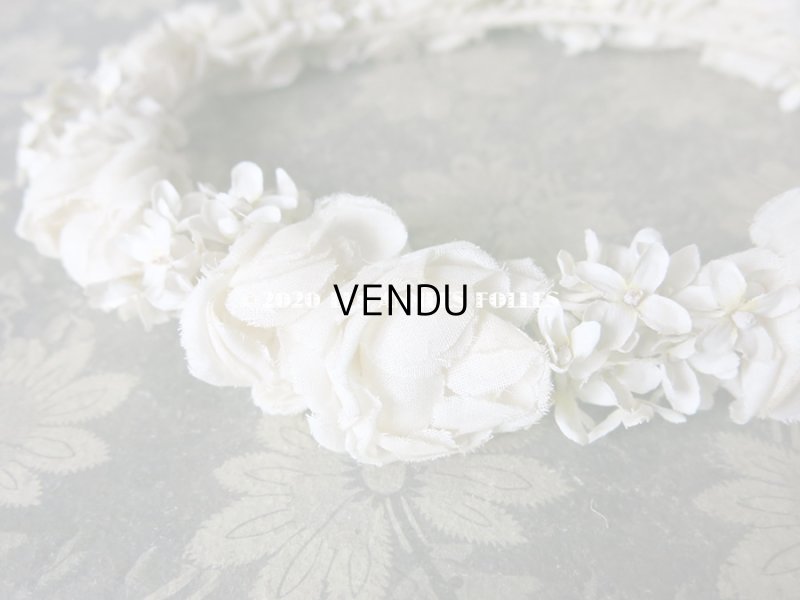 画像6: アンティーク 薔薇&ライラックの花冠 オフホワイト 布花のヘッドリース ティアラ