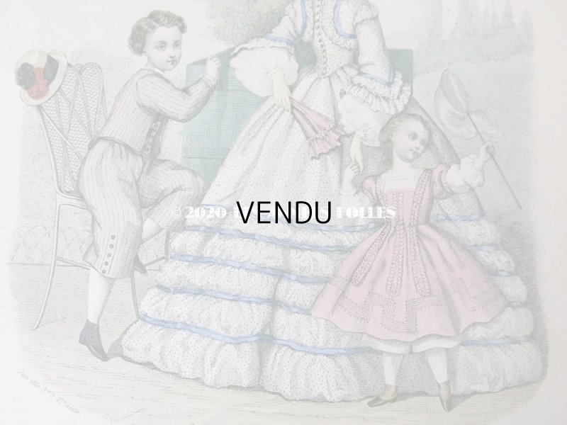 画像6: 1862年 アンティーク モード版画 モード雑誌 MODES VRAIES - MUSEE DES FAMILLES -