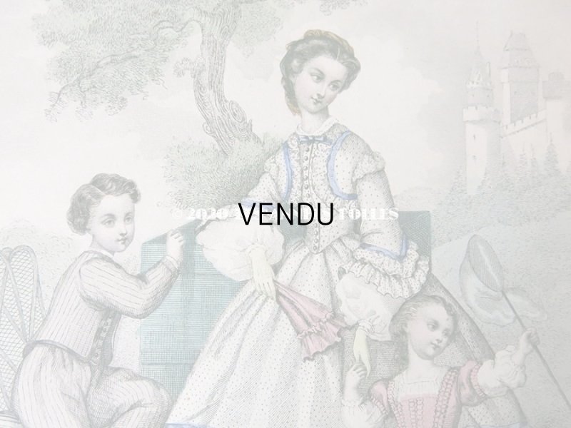 画像5: 1862年 アンティーク モード版画 モード雑誌 MODES VRAIES - MUSEE DES FAMILLES -