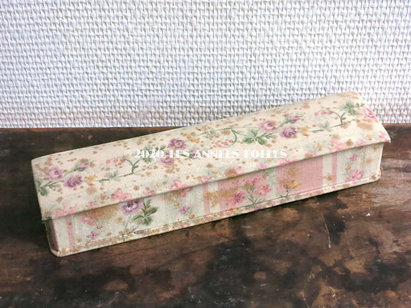 画像3: 1900年頃 アンティーク カルトナージュボックス リボンで結ばれた草花