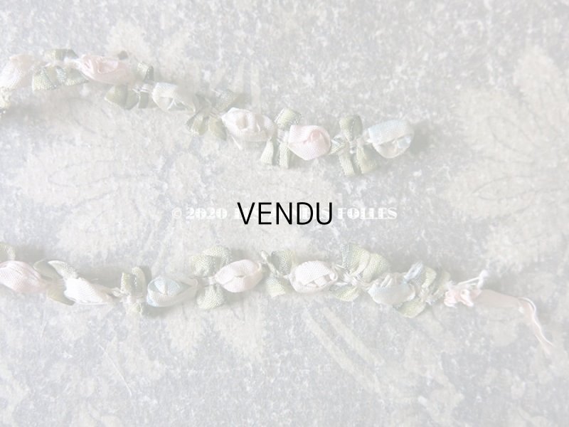 画像6: アンティーク シルク製 ロココトリム 3色の薔薇 パウダーピンク&パウダーブルー ロココリボン 13.5〜15cm