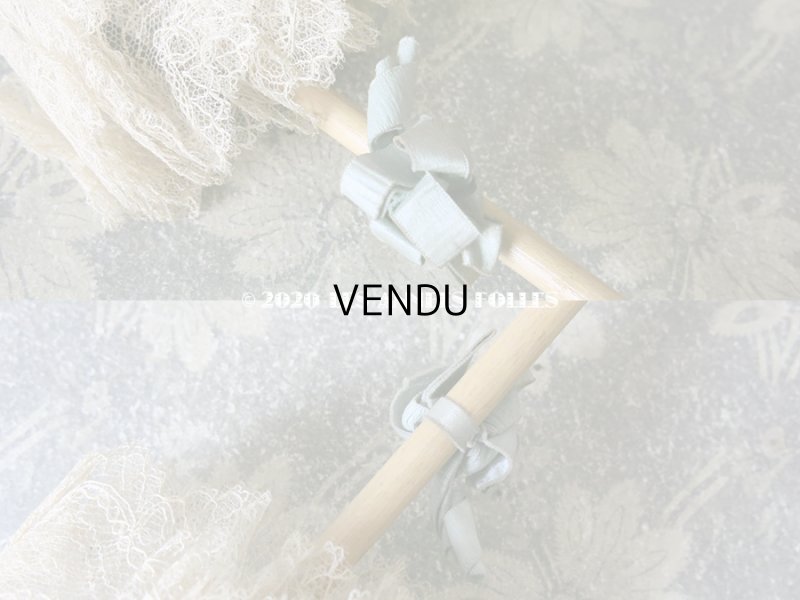 画像6: アンティーク  ドール用  パウダーブルーのパラソル 犬の頭のハンドル