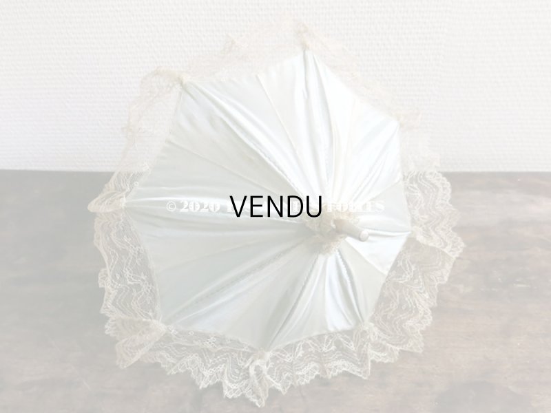 画像8: アンティーク  ドール用  パウダーブルーのパラソル 犬の頭のハンドル