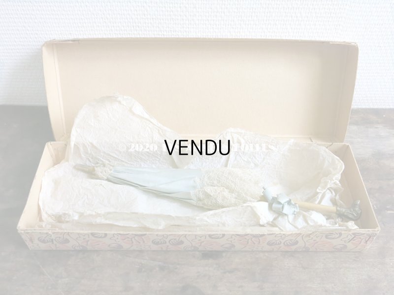 画像4: アンティーク  ドール用  パウダーブルーのパラソル 犬の頭のハンドル