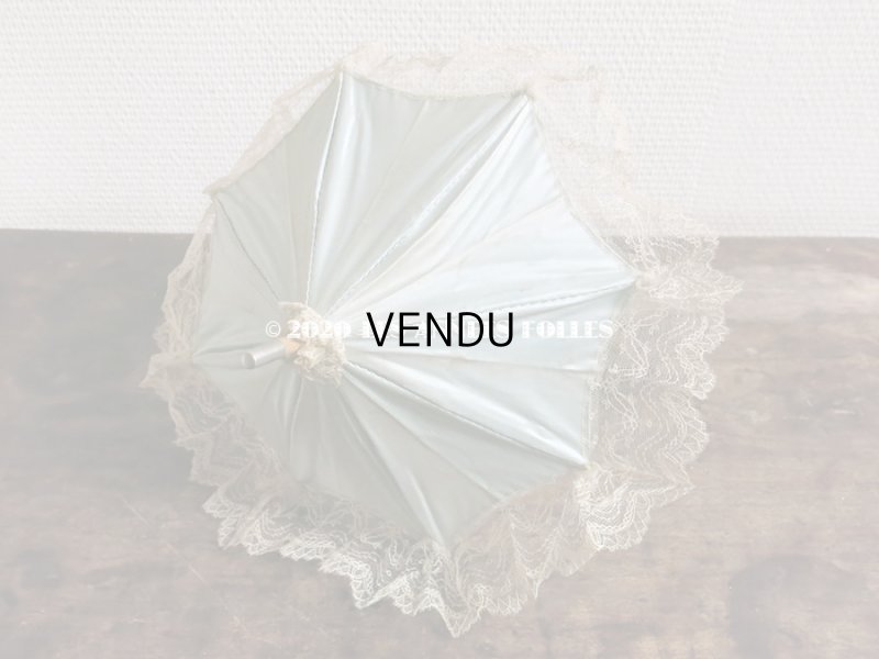 画像11: アンティーク  ドール用  パウダーブルーのパラソル 犬の頭のハンドル