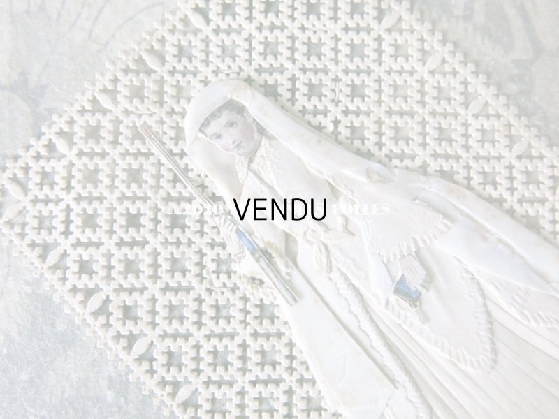 画像3: 19世紀 アンティーク  初聖体のカニヴェ コミュ二オン レースの透かし柄