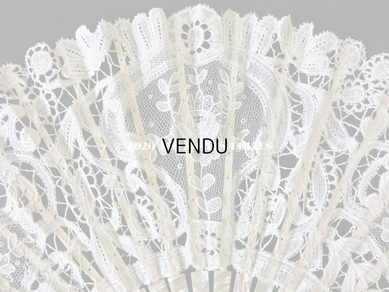 画像5: 19世紀 アンティーク ファン デュシェスレース& ポワン・ド・ガーズ