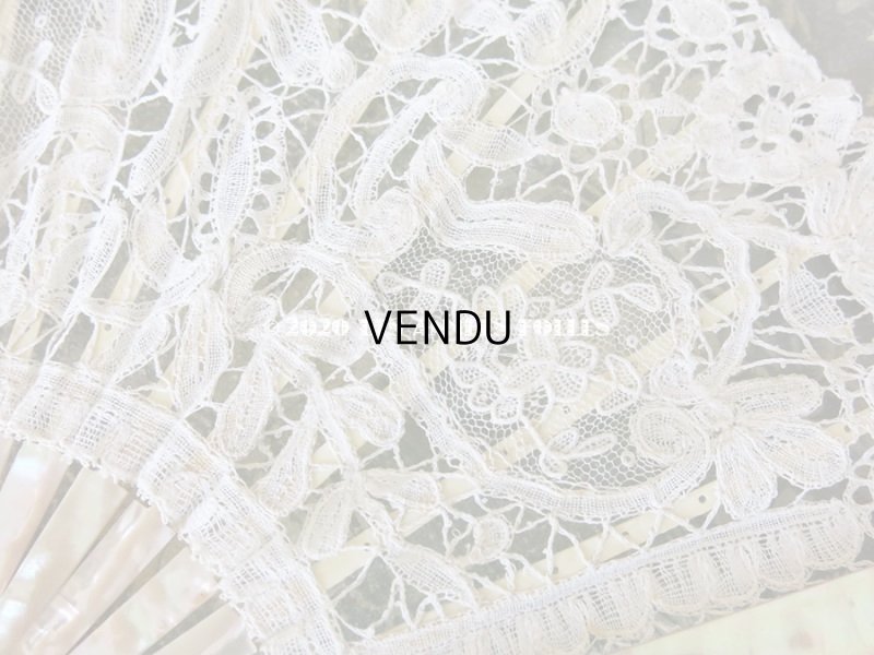 画像13: 19世紀 アンティーク ファン デュシェスレース& ポワン・ド・ガーズ