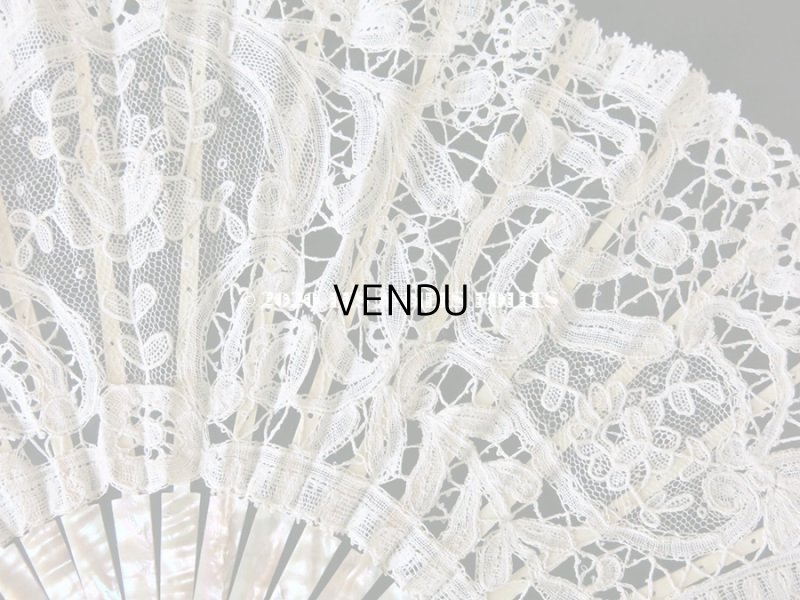 画像6: 19世紀 アンティーク ファン デュシェスレース& ポワン・ド・ガーズ