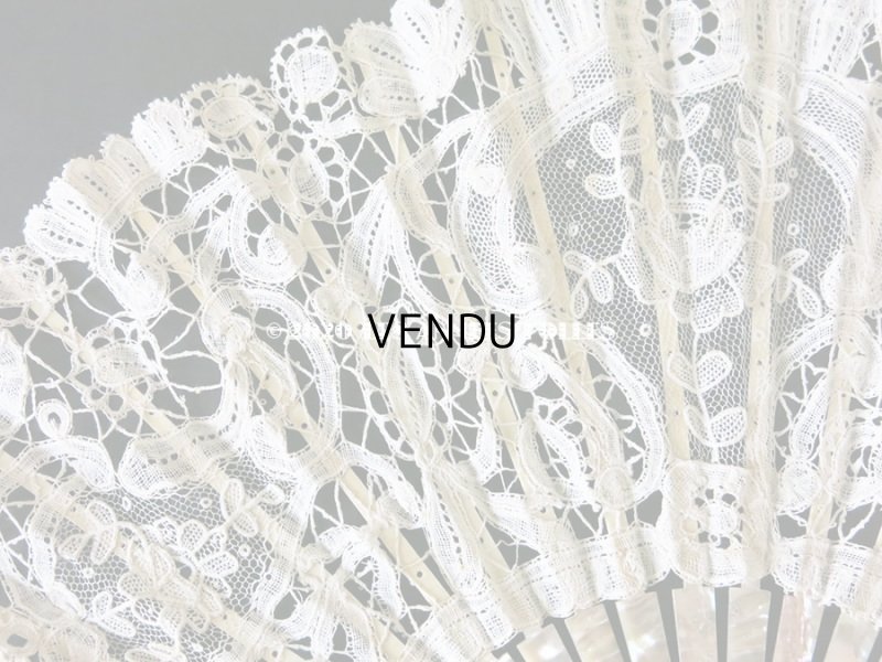 画像4: 19世紀 アンティーク ファン デュシェスレース& ポワン・ド・ガーズ