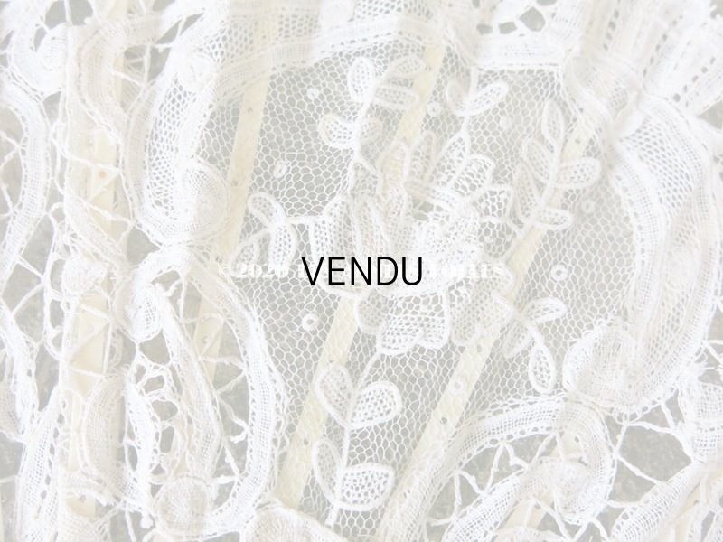 画像11: 19世紀 アンティーク ファン デュシェスレース& ポワン・ド・ガーズ