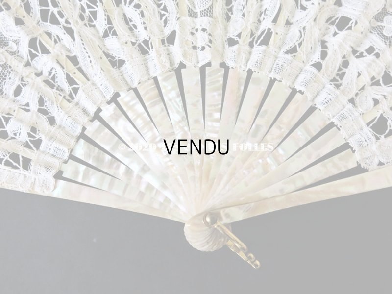 画像3: 19世紀 アンティーク ファン デュシェスレース& ポワン・ド・ガーズ