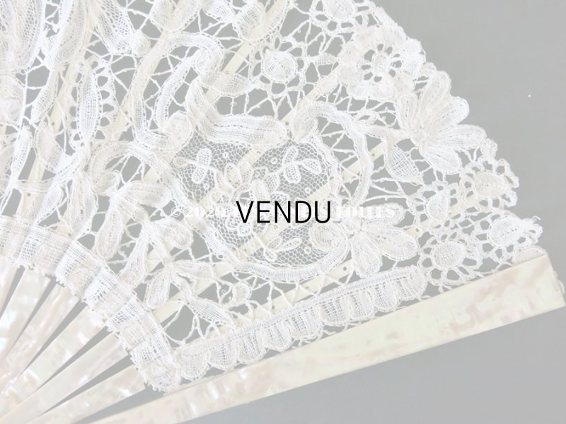 画像7: 19世紀 アンティーク ファン デュシェスレース& ポワン・ド・ガーズ