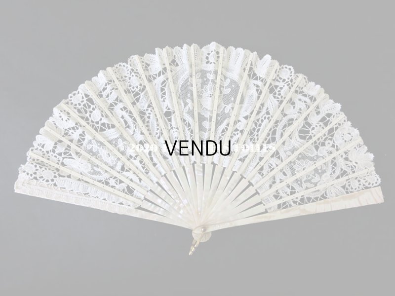 画像8: 19世紀 アンティーク ファン デュシェスレース& ポワン・ド・ガーズ