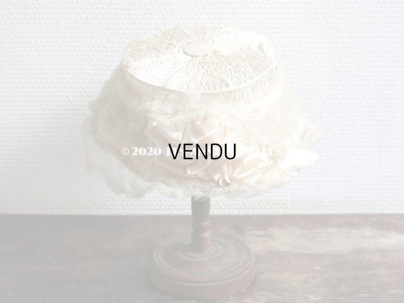 画像6: 19世紀末 アンティーク 小さな女の子用 帽子 箱付き パウダーピンクのシルクサテン＆シルクシフォン