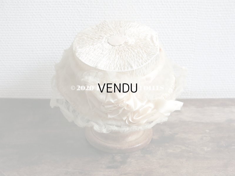 画像3: 19世紀末 アンティーク 小さな女の子用 帽子 箱付き パウダーピンクのシルクサテン＆シルクシフォン