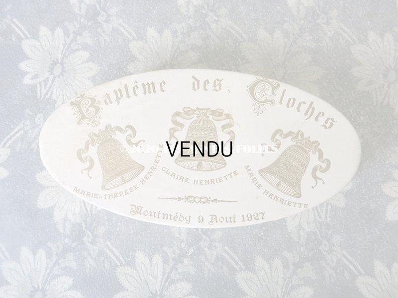 画像3: 1927年 アンティーク バテムのお菓子箱 BAPTEME DES CLOCHES