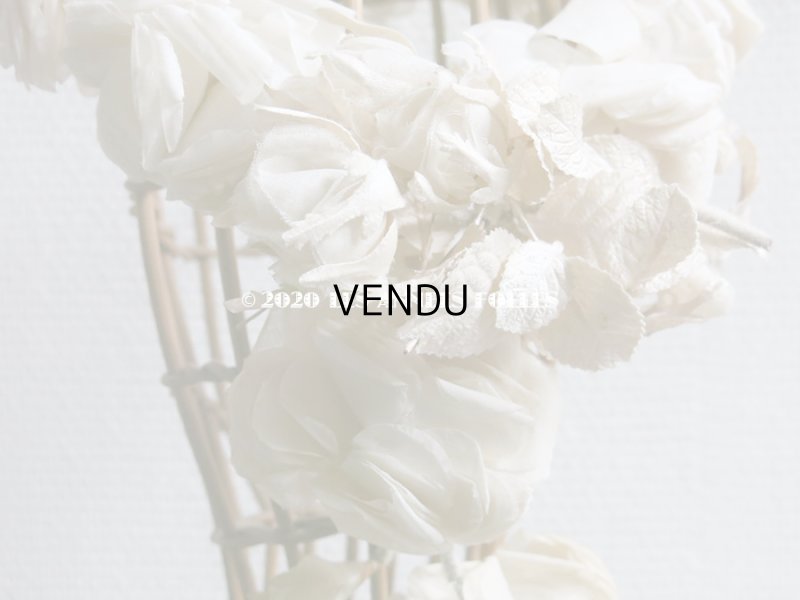 画像9: アンティーク 薔薇とその蕾の花冠 オフホワイト 布花のヘッドリース ティアラ