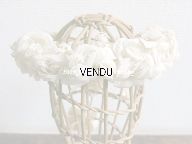 画像5: アンティーク 薔薇とその蕾の花冠 オフホワイト 布花のヘッドリース ティアラ