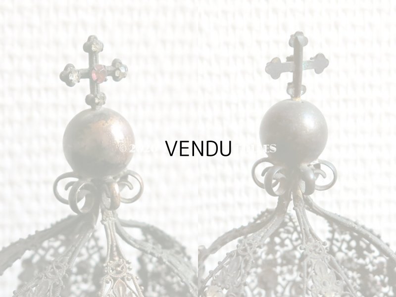 画像7: 19世紀 アンティーク ピンク＆ブルー＆クリアの石付き 聖母マリア＆幼いキリストの王冠